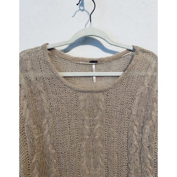 Free People Sweater Womens Small Beige Angel Pointelle Knit Slouchy Lightweight - Picture 3 of 8
